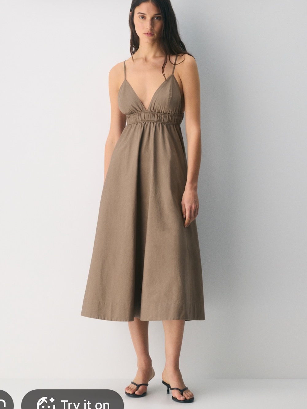 Aritzia Encourage Poplin Cami Midi Dress — folio brown